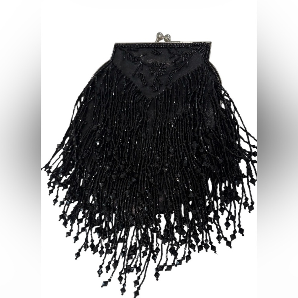 Black Beaded Fringe Bag - Picture 2 of 6